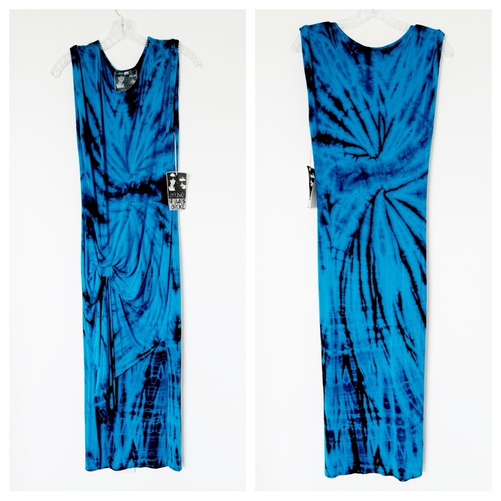 NWT Young Fabulous & Broke Blue Tie Dye Dress Medium